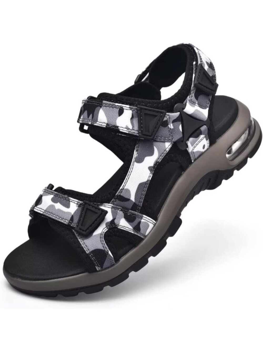 Men Grey White Athletic Sandals Open Toe Hiking Outdoor Non-slip Sandals Casual